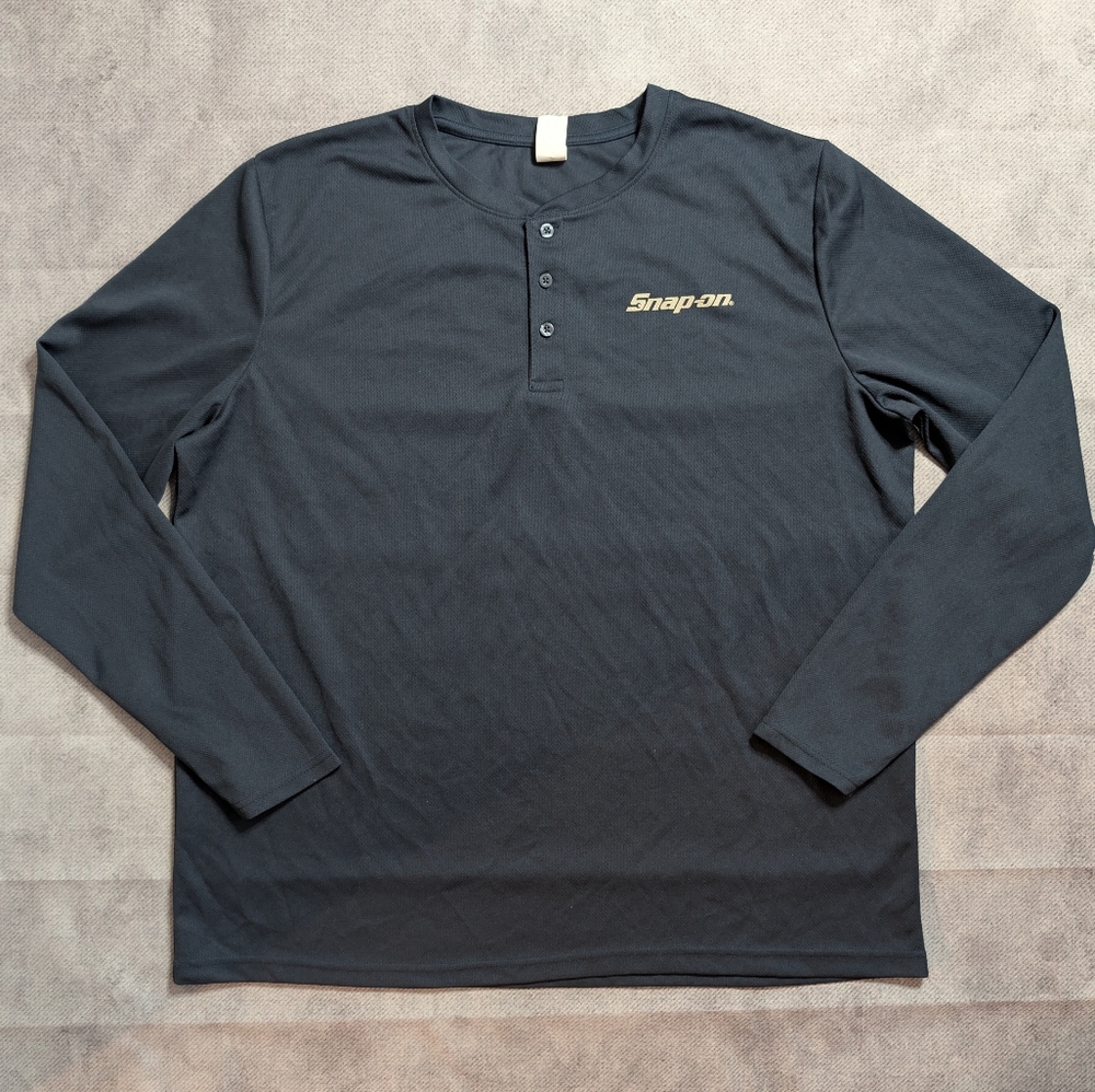 Snap-on Tools Long Sleeve Henley Mesh Performance Shirt Men's Size XXL Black 🖤